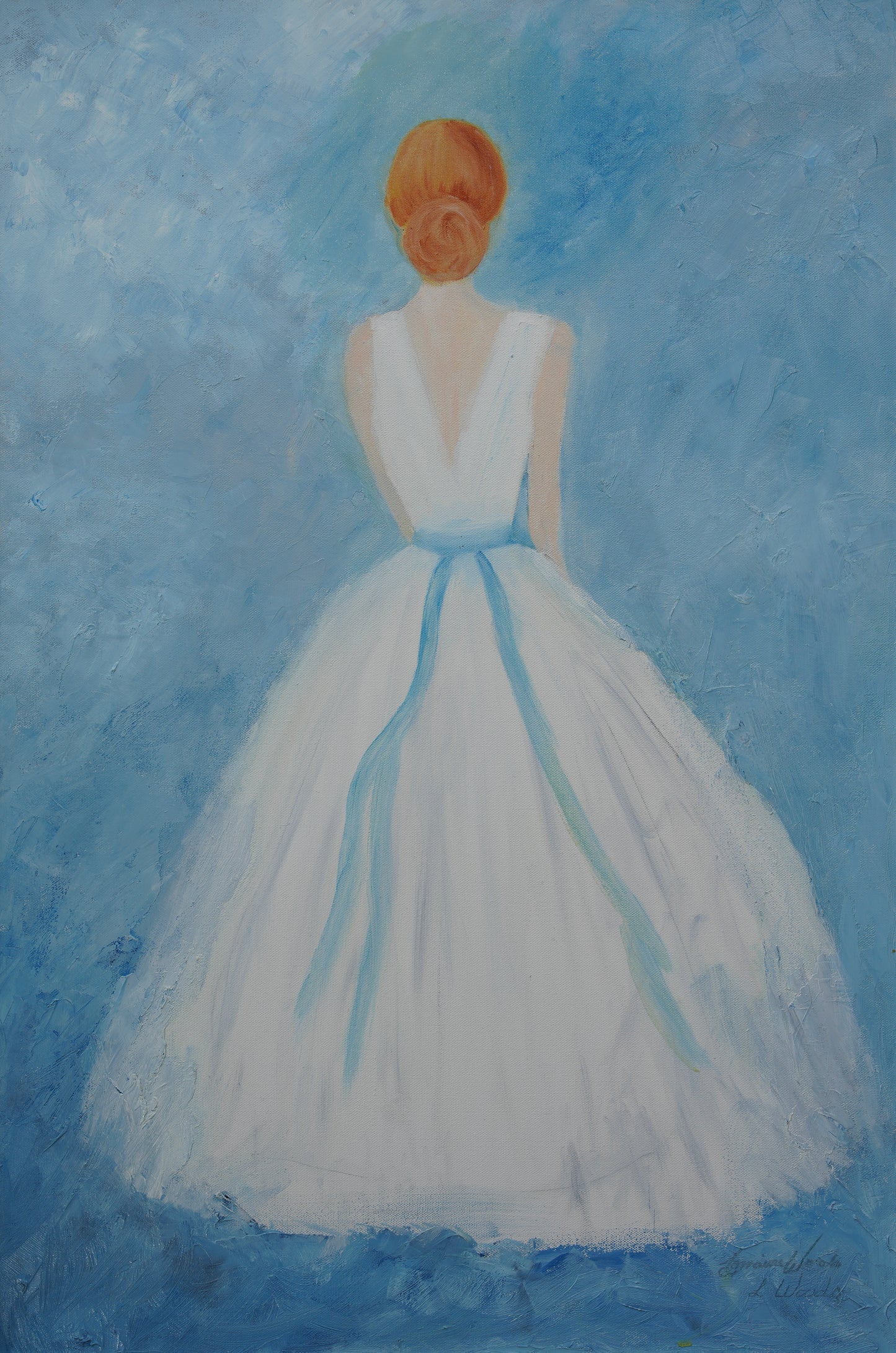Soft Blue Elegant Lady: Abstract Art for Emotional Connection