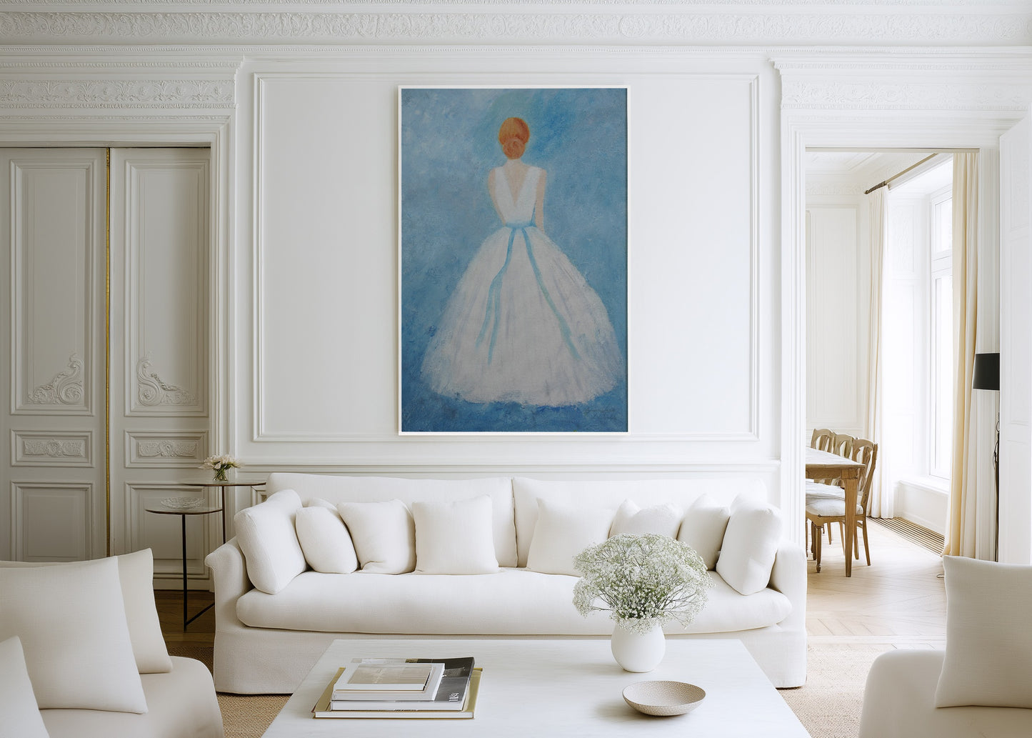 Soft Blue Elegant Lady: Abstract Art for Emotional Connection