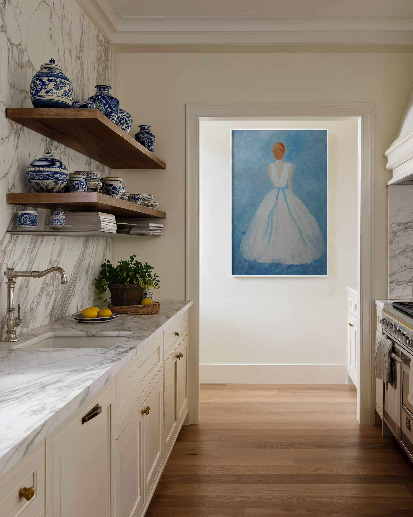 Soft Blue Elegant Lady: Abstract Art for Emotional Connection