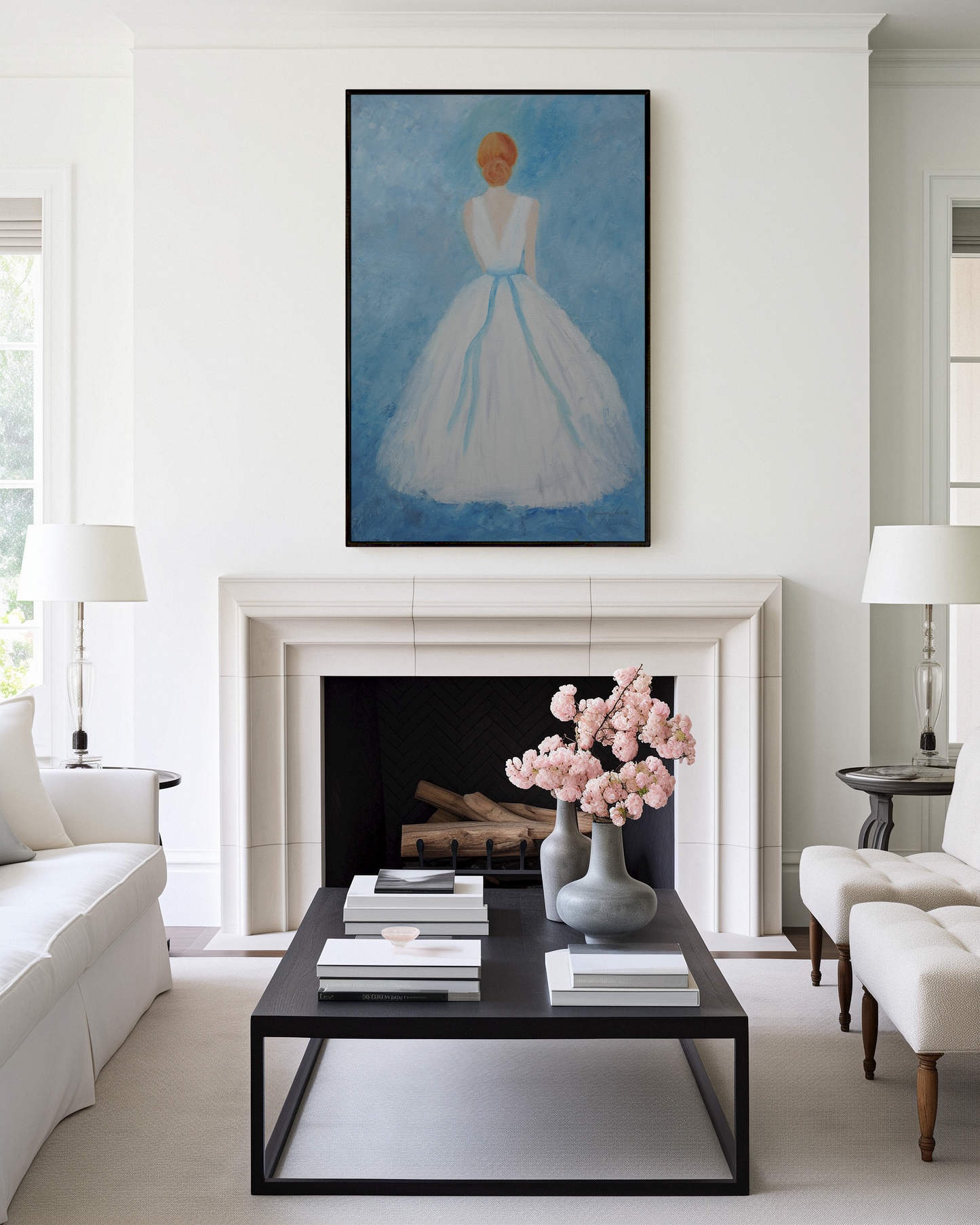 Soft Blue Elegant Lady: Abstract Art for Emotional Connection